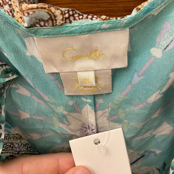 Camilla Long Wrap Dress w/ Frill Turn Back Time size XS Blue $749 NWT's - Picture 7 of 16